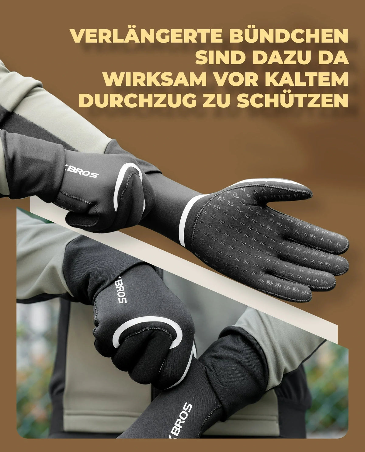 ROCKBROS Rękawice rowerowe zimowe, wodoodporne i wiatroodporne S365