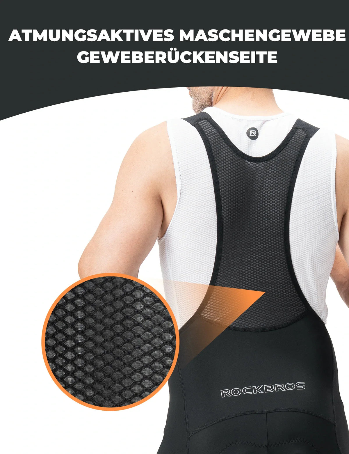 ROCKBROS Męskie spodenki rowerowe z szelkami - Wysoko rozciągliwe, oddychające z paskami odblaskowymi