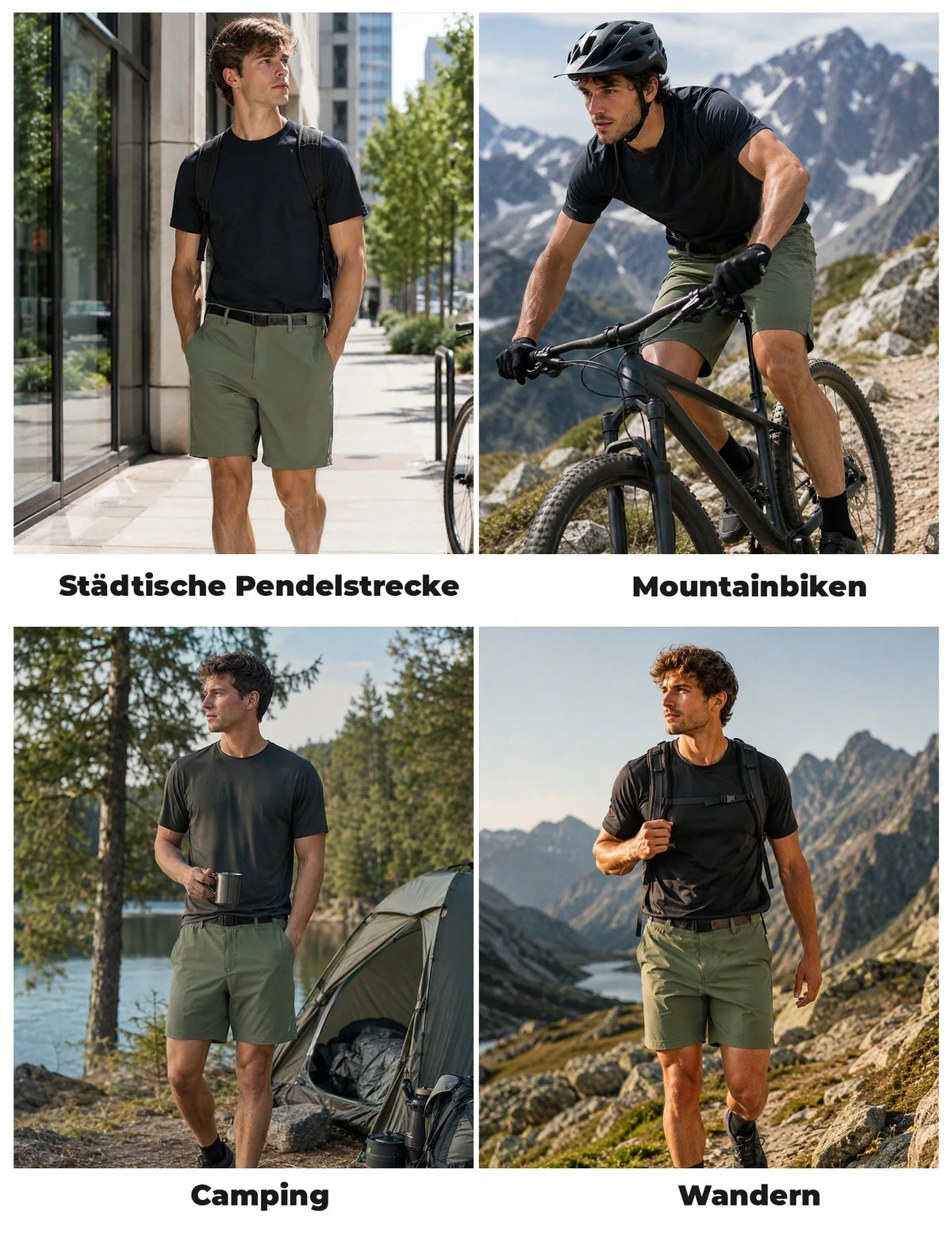 ROCKBROS Letnie spodenki męskie Army Zielone