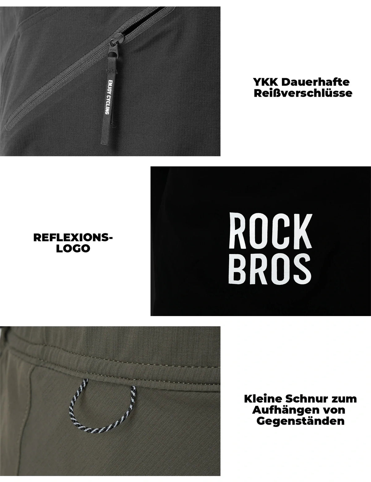 ROCKBROS Męskie Spodenki sportowe Krótkie spodenki rowerowe - Magnetyczny pas, 4 kieszenie