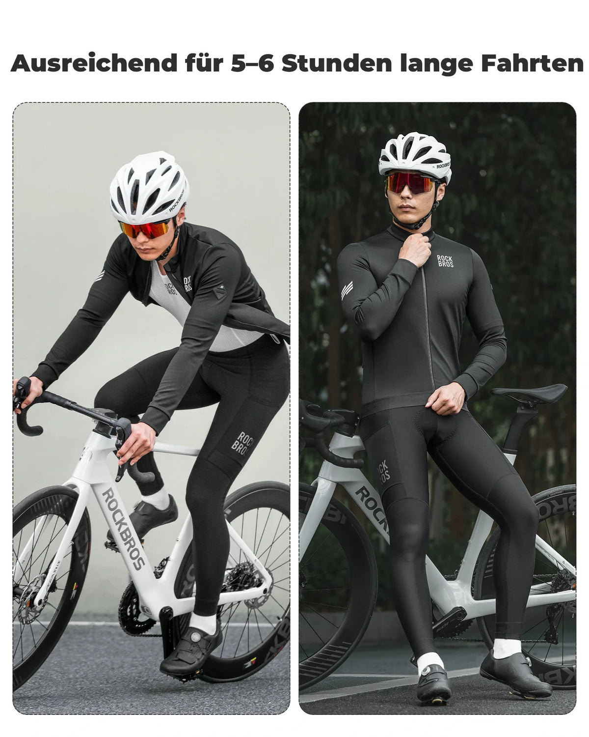 ROCKBROS Długie spodenki rowerowe dla mężczyzn Thermo majtki kolarskie 3D wyściełane