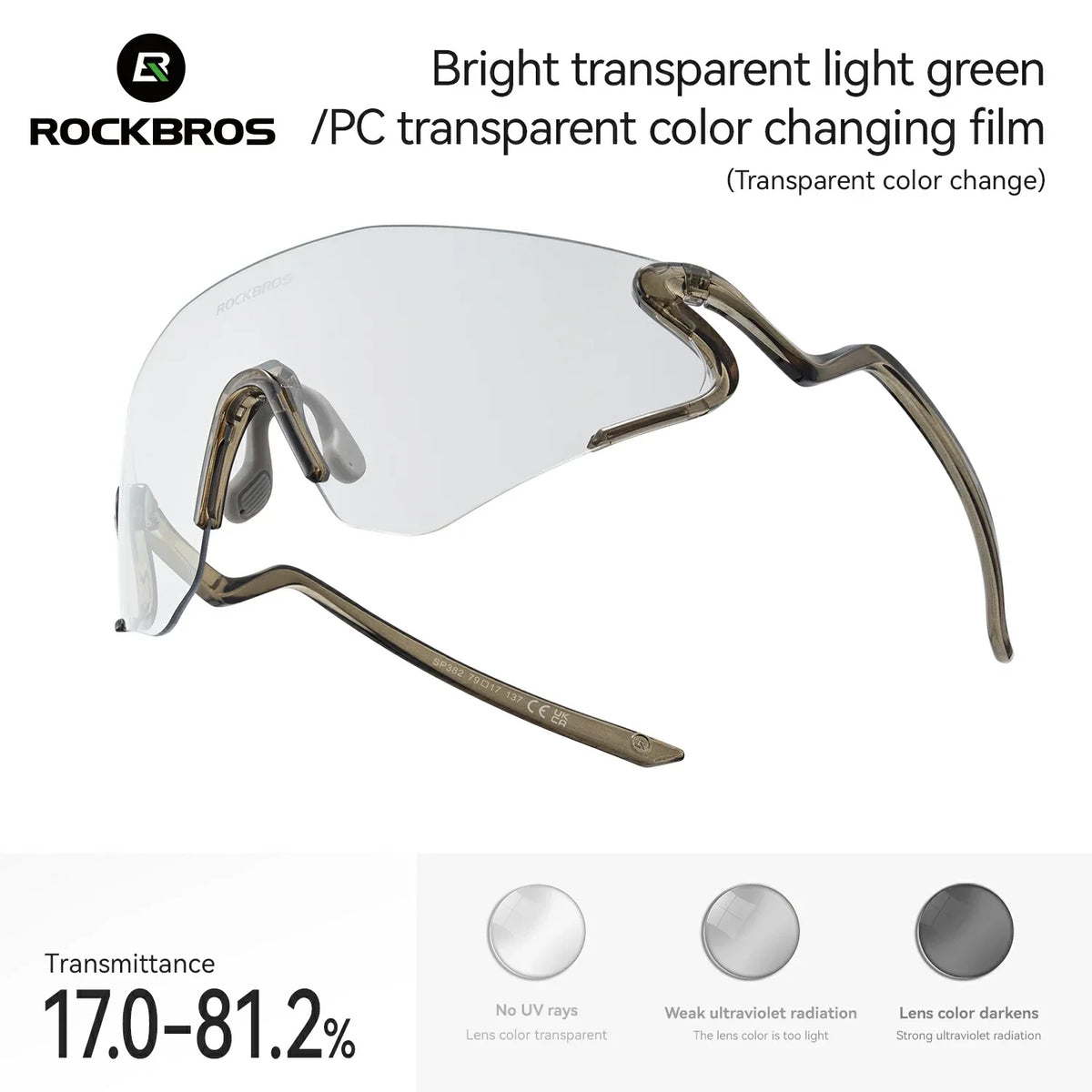 ROCKBROS Okulary rowerowe fotochromatyczne z ochroną UV400