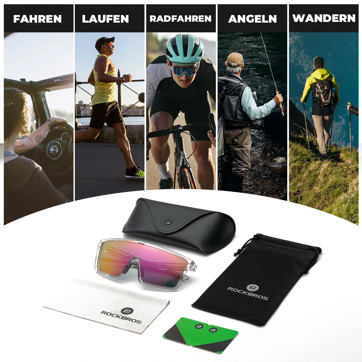 ROCKBROS Okulary rowerowe polaryzacyjne, UV400 z oprawką TR90