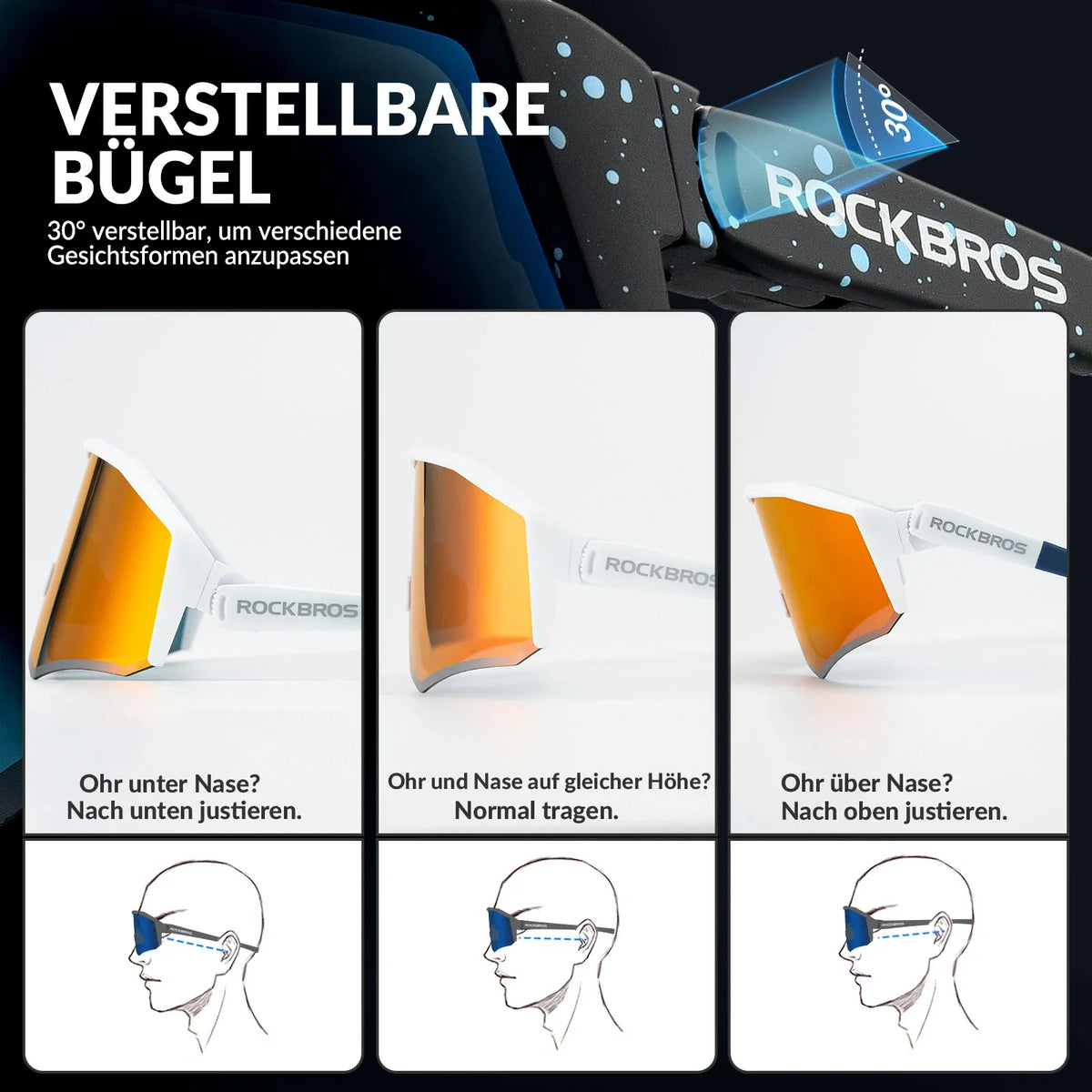 ROCKBROS Okulary rowerowe polarne z regulowanymi zausznikami