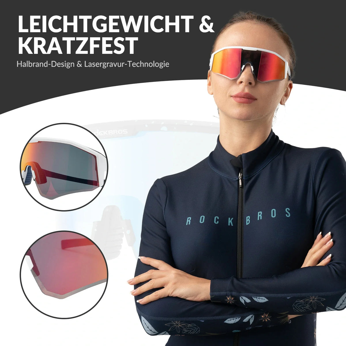 ROCKBROS Okulary rowerowe polarne z regulowanymi zausznikami