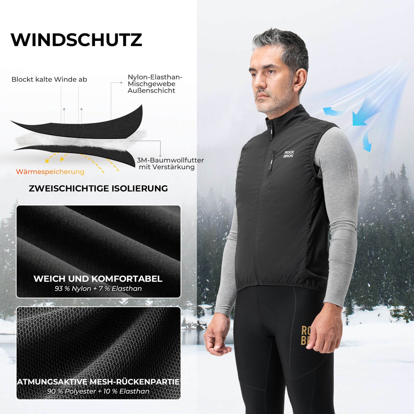 Kamizelka rowerowa bez rękawów, kurtka rowerowa, pakowna, oddychająca, ROCKBROS