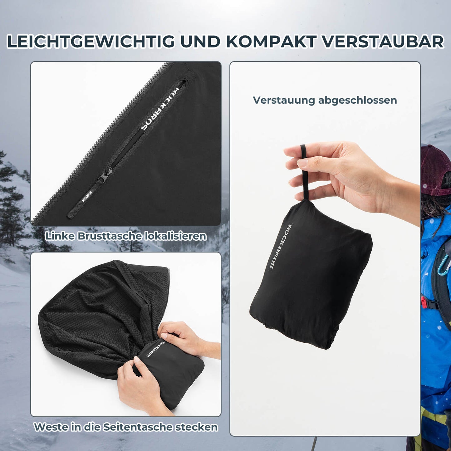 Kamizelka rowerowa bez rękawów, wiatroszczelna, pakowna i oddychająca ROCKBROS