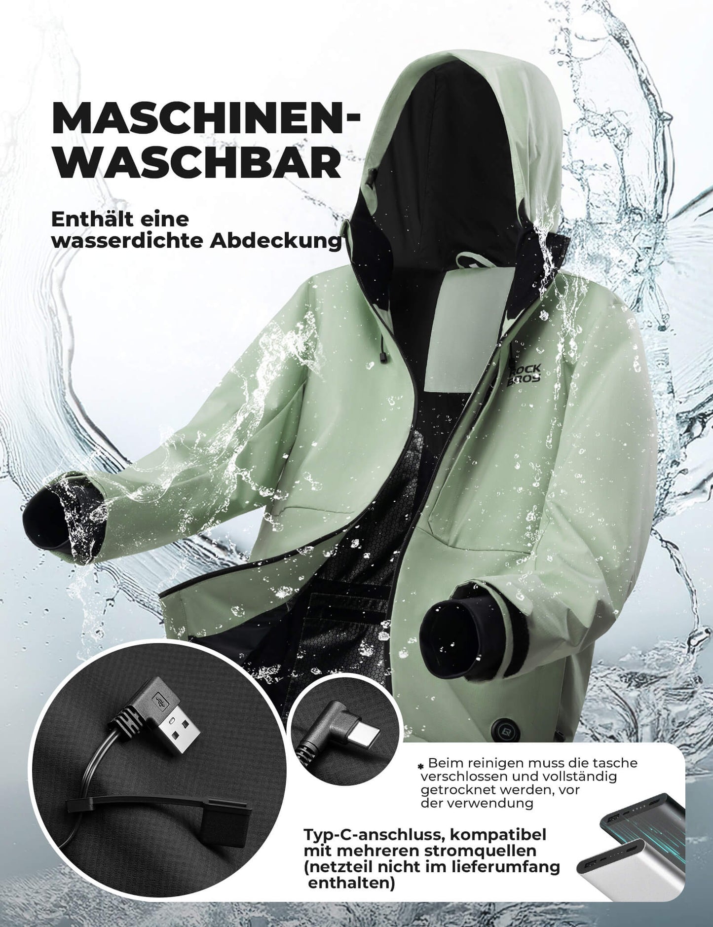 Ogrzewana kurtka rowerowa z wejściem typu C ROCKBROS