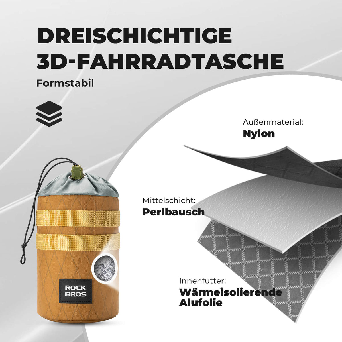 ROCKBROS Sakiewka rowerowa na kierownicę 1.2L na butelki Ø10 cm