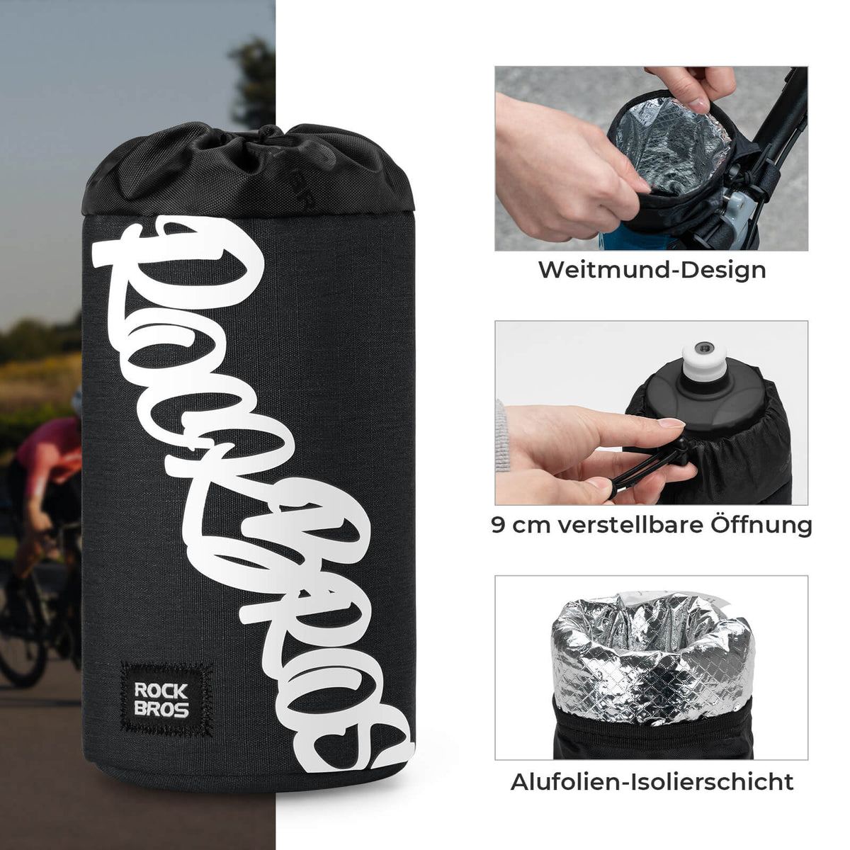 ROCKBROS Torba rowerowa na kierownicę Mini 1L na bidony Ø9 cm