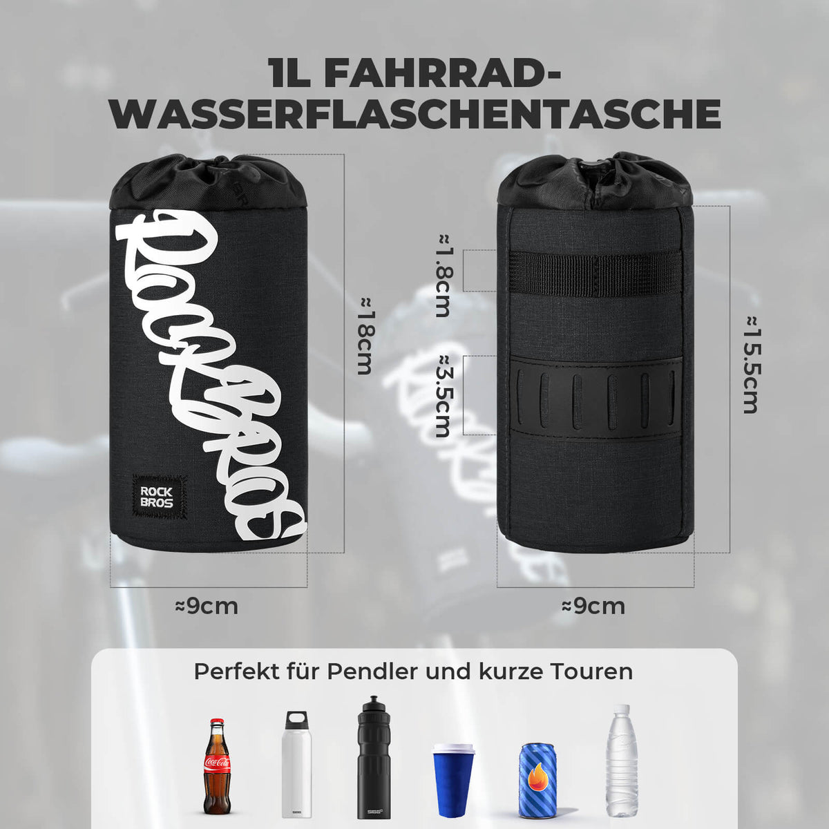 ROCKBROS Torba rowerowa na kierownicę Mini 1L na bidony Ø9 cm