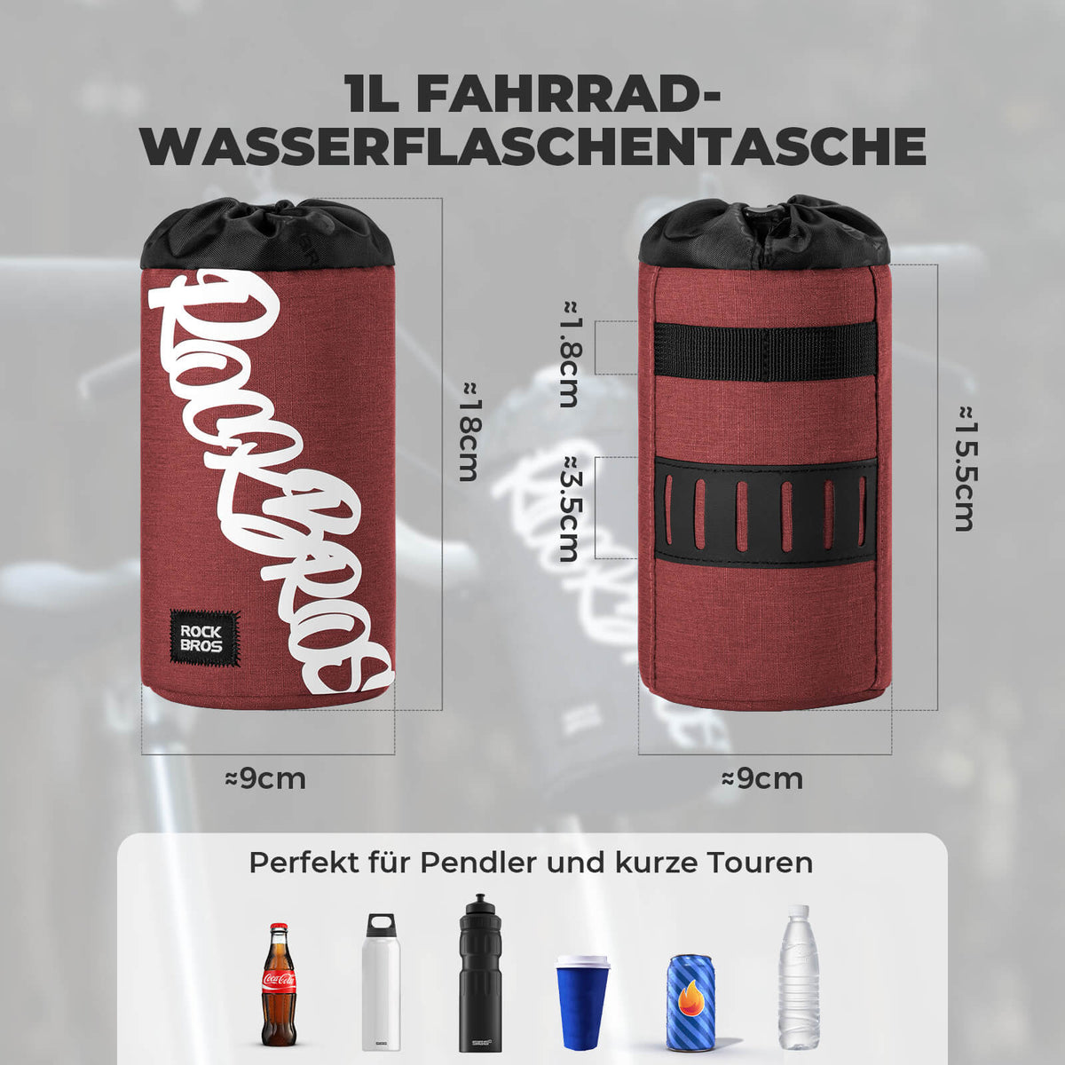 ROCKBROS Torba rowerowa na kierownicę Mini 1L na bidony Ø9 cm