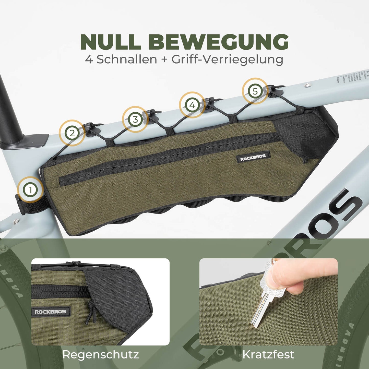 Torba na ramę roweru, trójkątna, 1,9 l, ultracienka i szybko dostępna, ROCKBROS