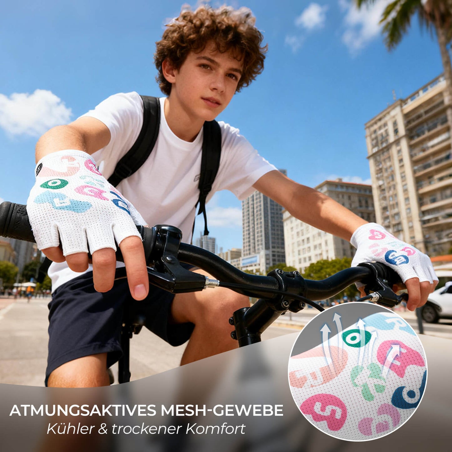 ROCKBROS Rękawiczki rowerowe z półpalcami, oddychające SBR