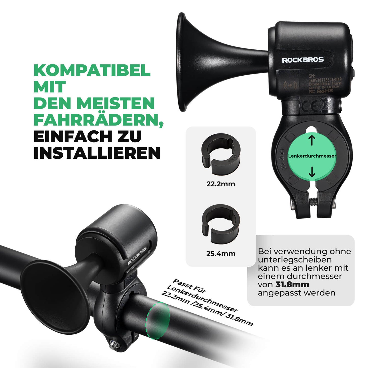 Dzwonek rowerowy elektryczny, dźwięk 120 dB, wodoodporność IPX5, śledzenie smartfona, ROCKBROS