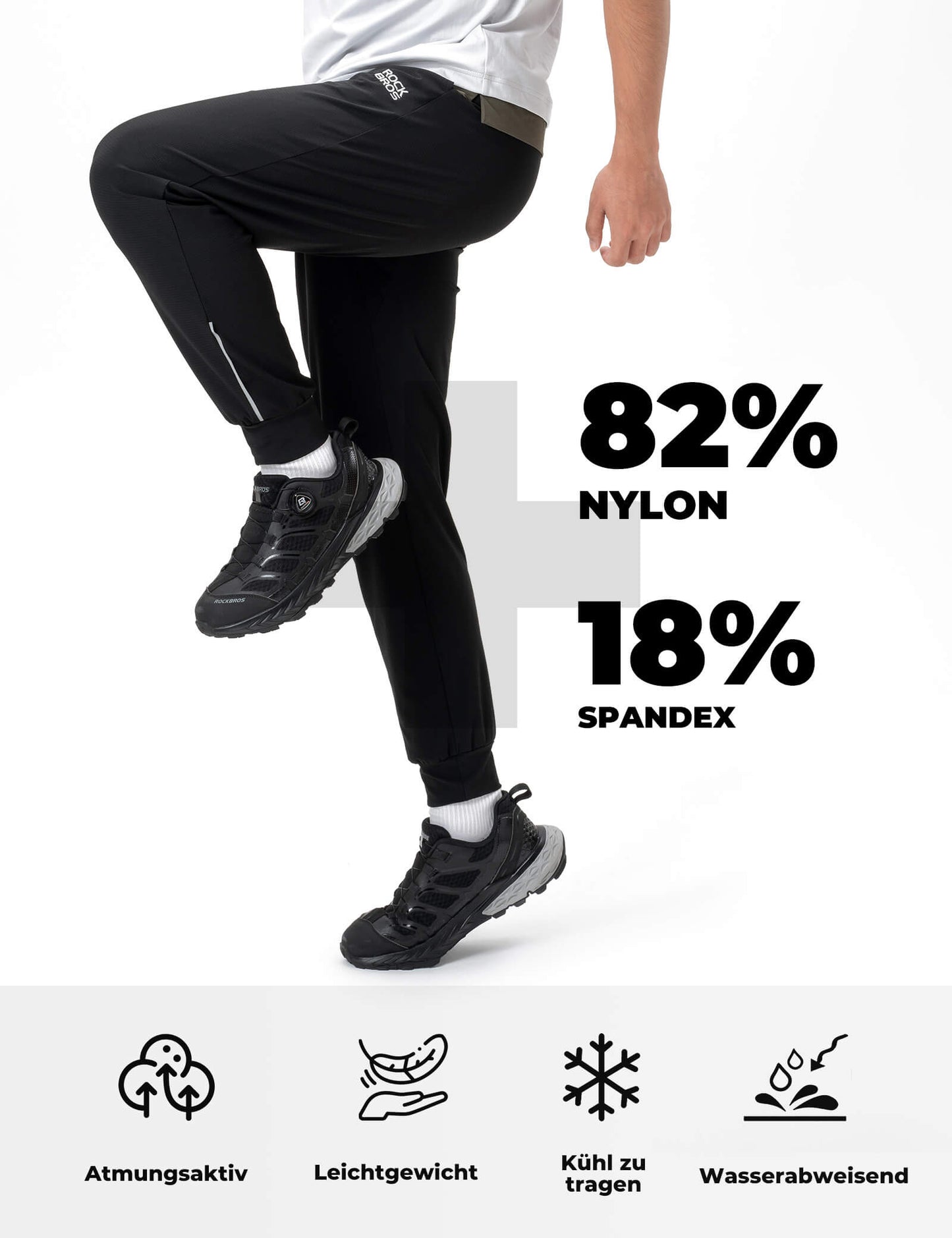 Spodnie rowerowe męskie z elastycznymi paskami bezpieczeństwa ROCKBROS