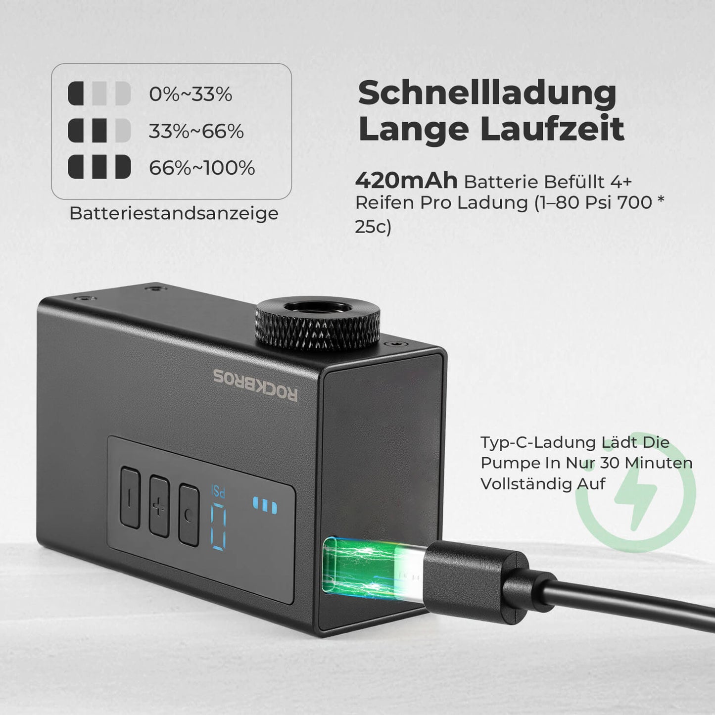 MINI Elektryczna pompka rowerowa przenośna AS240 Pro ROCKBROS