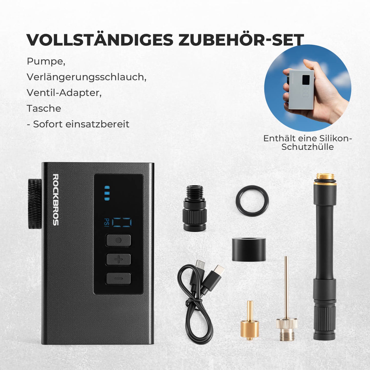 MINI Elektryczna pompka rowerowa przenośna AS240 Pro ROCKBROS