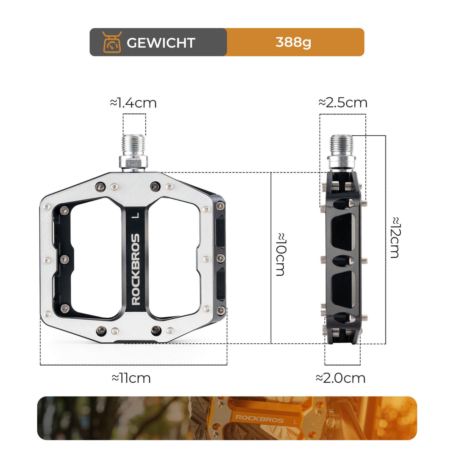 Pedały z antypoślizgowymi bolcami - Szeroka platforma i oś chromowo-molibdenowa ROCKBROS