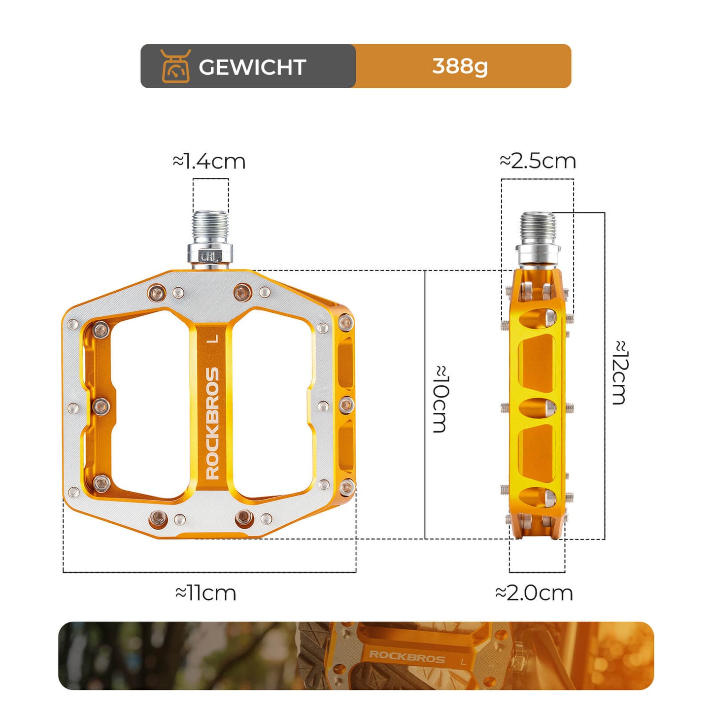 Pedały z antypoślizgowymi bolcami - Szeroka platforma i oś chromowo-molibdenowa ROCKBROS