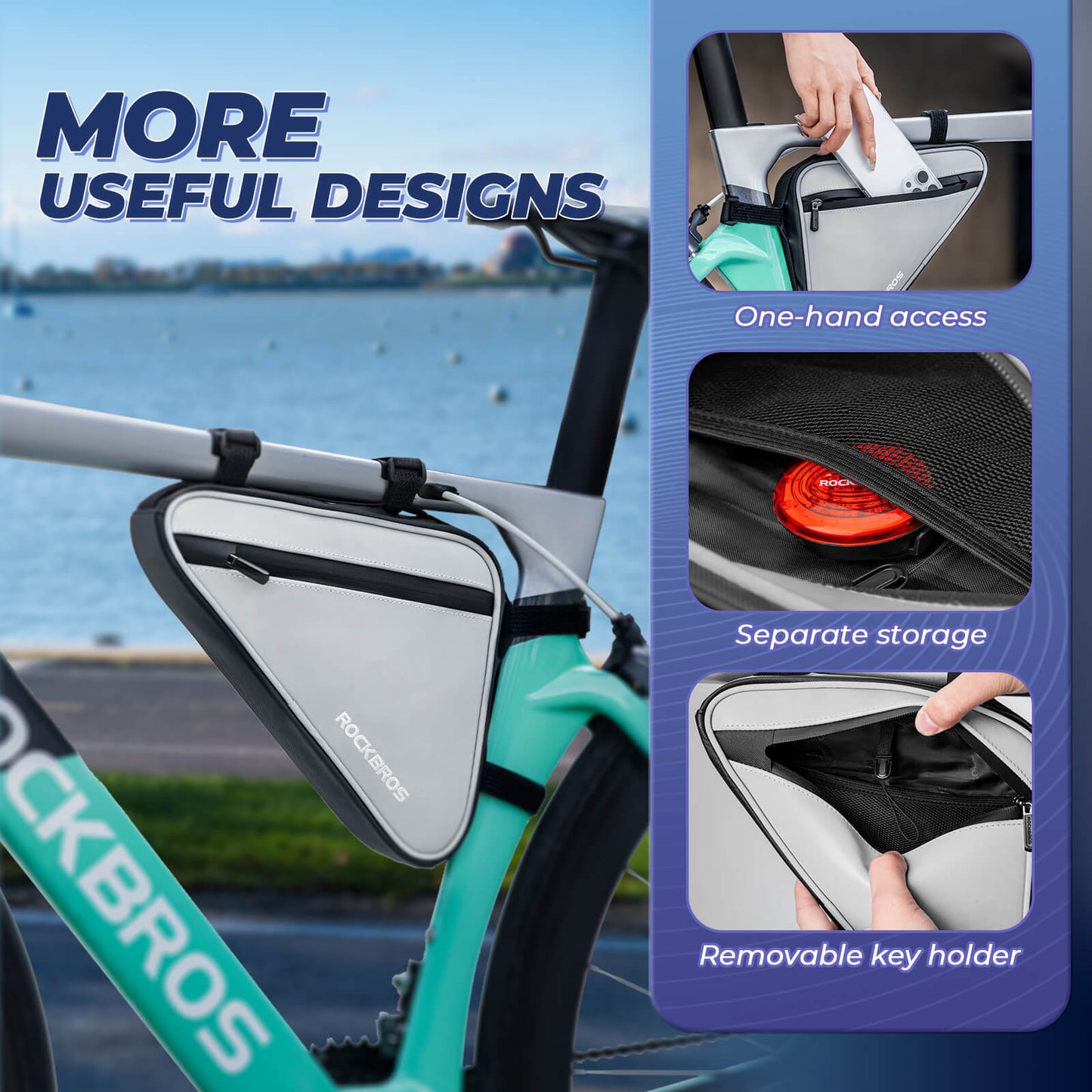 Torba rowerowa, odblaskowa torba na ramę, trójkątna torba, 0,9 l, ROCKBROS