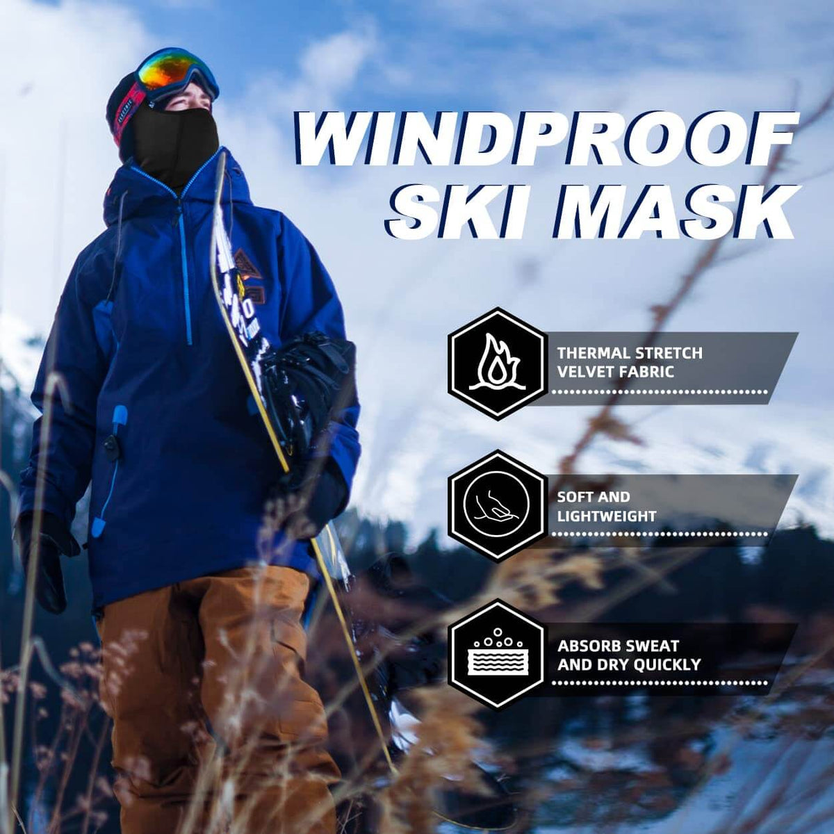 ROCKBROS Kominiarka zimowa Balaclava na sporty na świeżym powietrzu