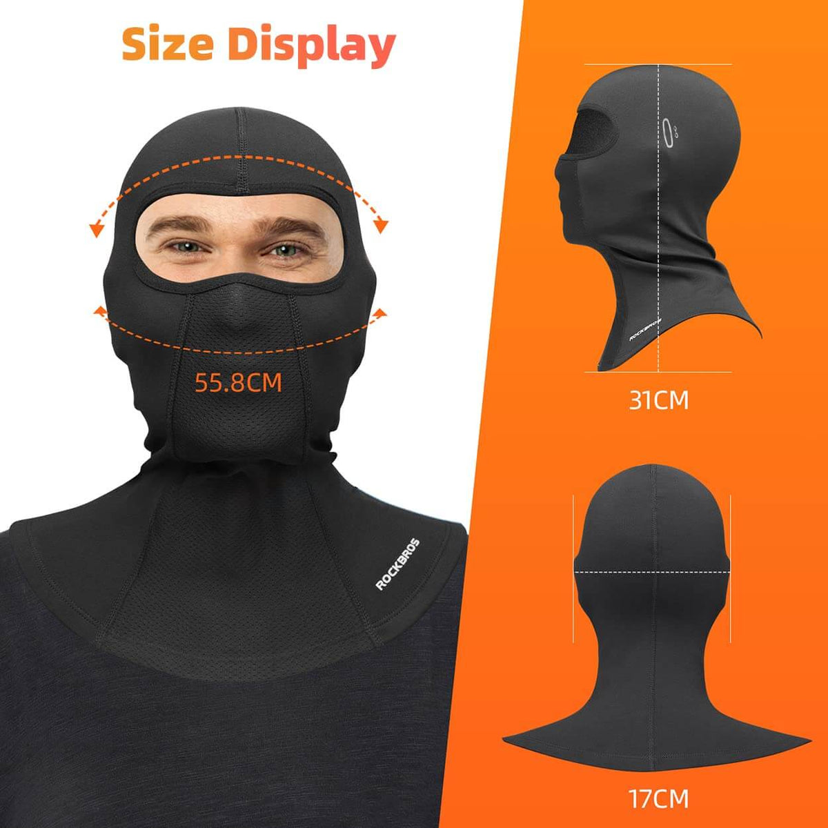 ROCKBROS Kominiarka zimowa Balaclava na sporty na świeżym powietrzu