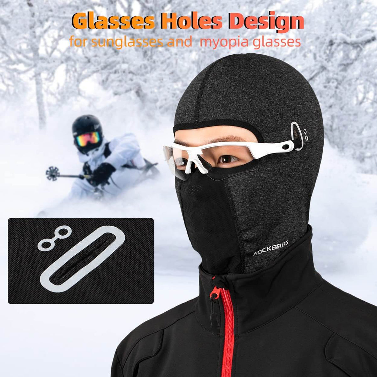 ROCKBROS Kominiarka zimowa Balaclava na sporty na świeżym powietrzu