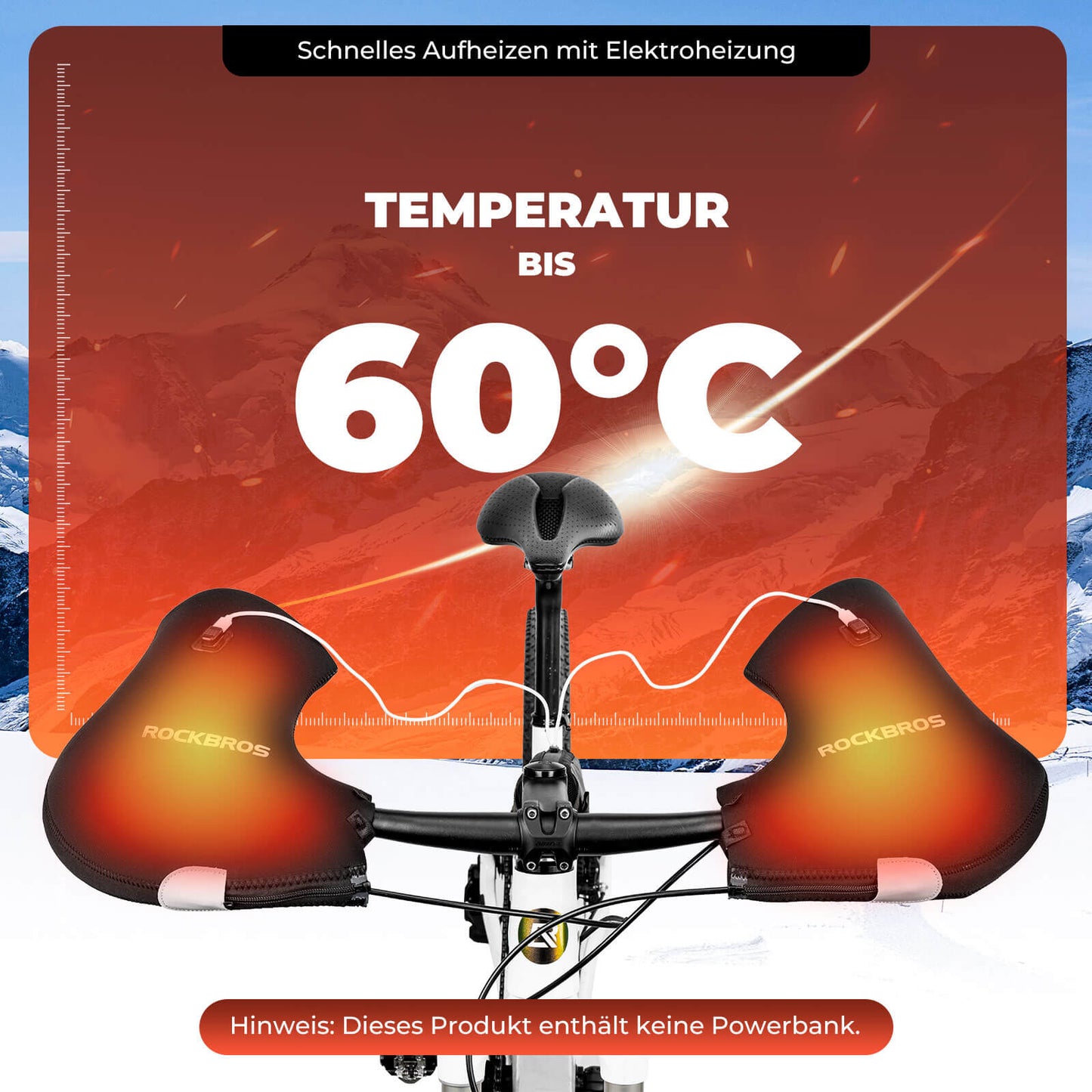 Podgrzewane, wodoodporne ochraniacze na kierownicę roweru - akumulatorowe ROCKBROS