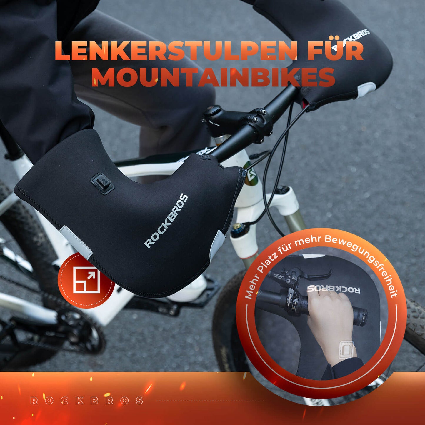 Podgrzewane, wodoodporne ochraniacze na kierownicę roweru - akumulatorowe ROCKBROS