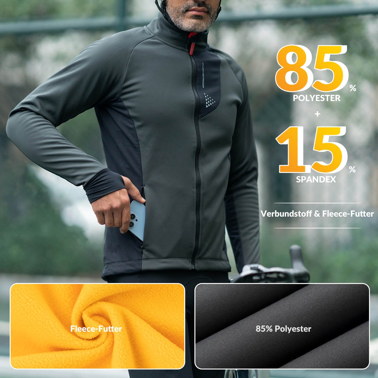 Męska zimowa kurtka rowerowa, wiatroszczelna, oddychająca, z podszewką z polaru, ROCKBROS