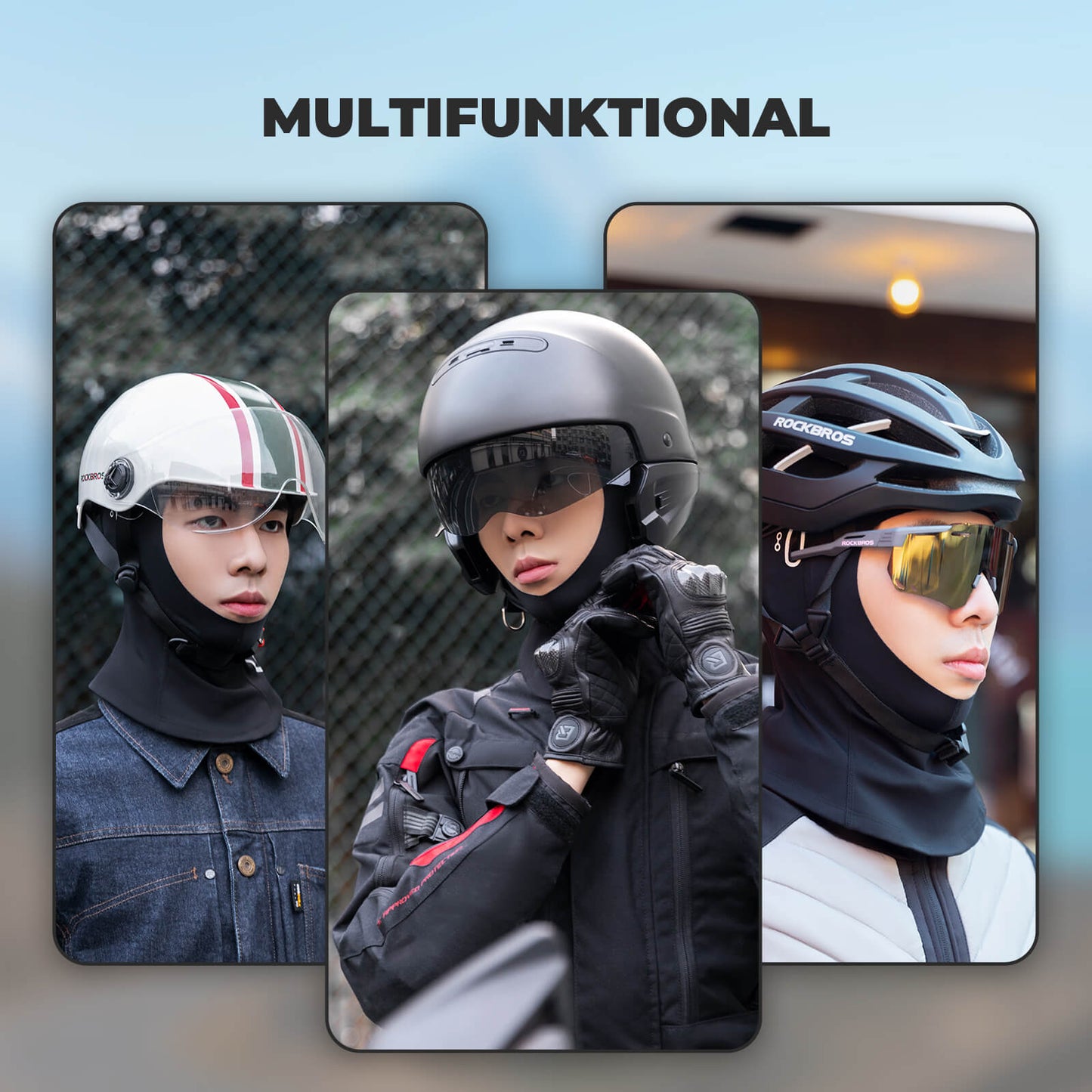 Kominiarka z kapturem do kasku motocyklowego, oddychająca, do jazdy na rowerze i na nartach, unisex ROCKBROS