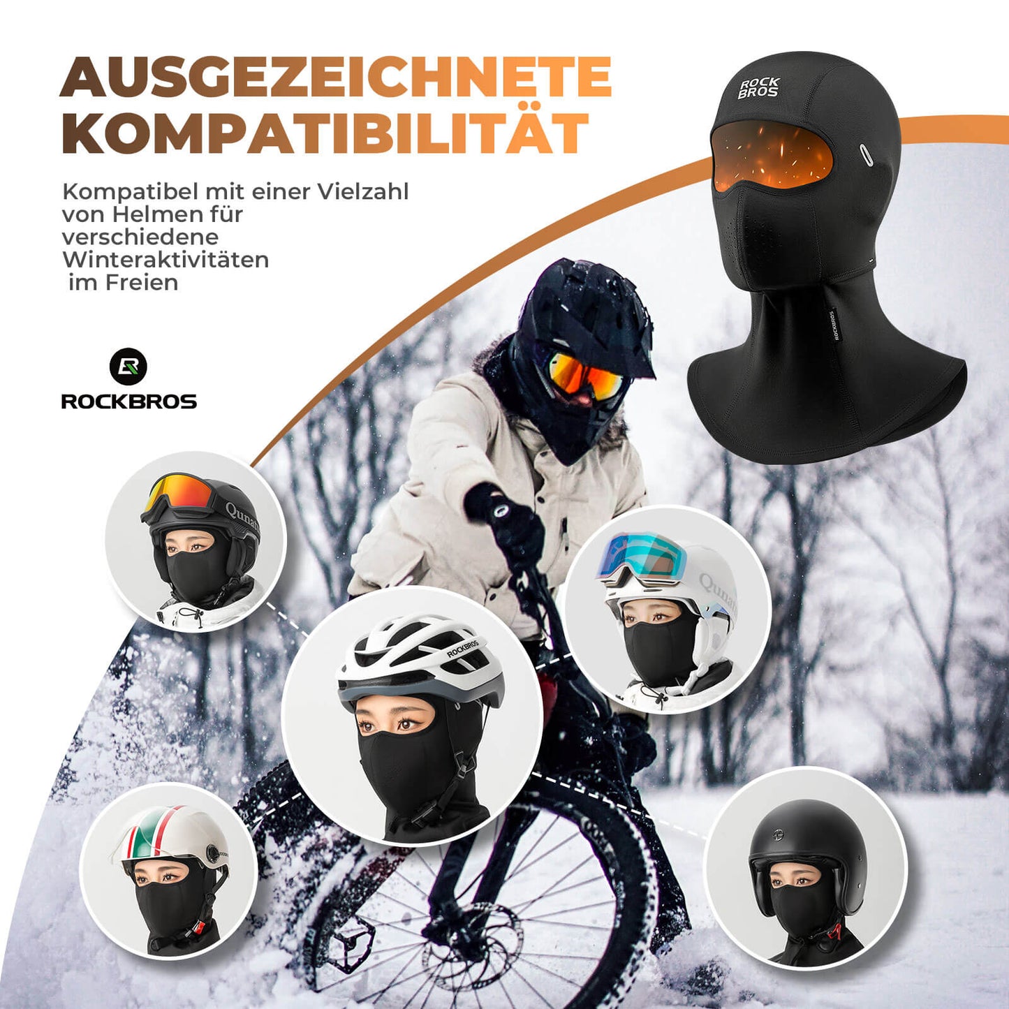 Kominiarka, wiatroszczelna ochrona twarzy do jazdy na rowerze, unisex, ROCKBROS