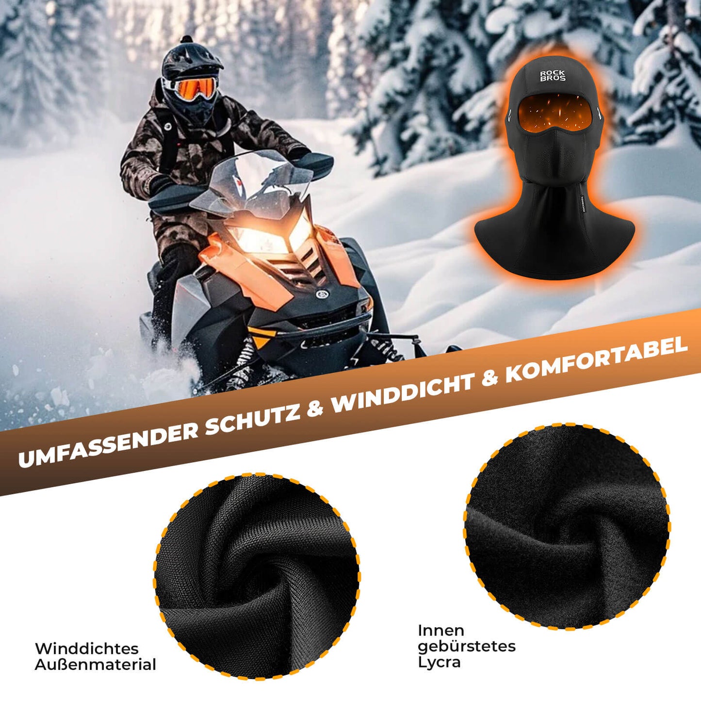Kominiarka, wiatroszczelna ochrona twarzy do jazdy na rowerze, unisex, ROCKBROS