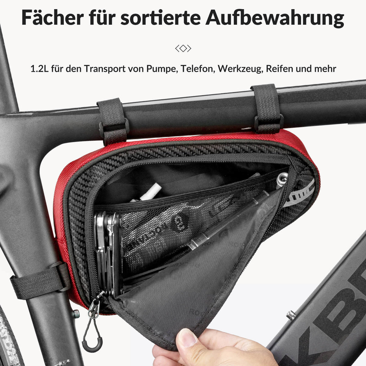 ROCKBROS Sakwa ramowa wodoodporna sakwa trójkątna do MTB i rowerów szosowych 1,2L