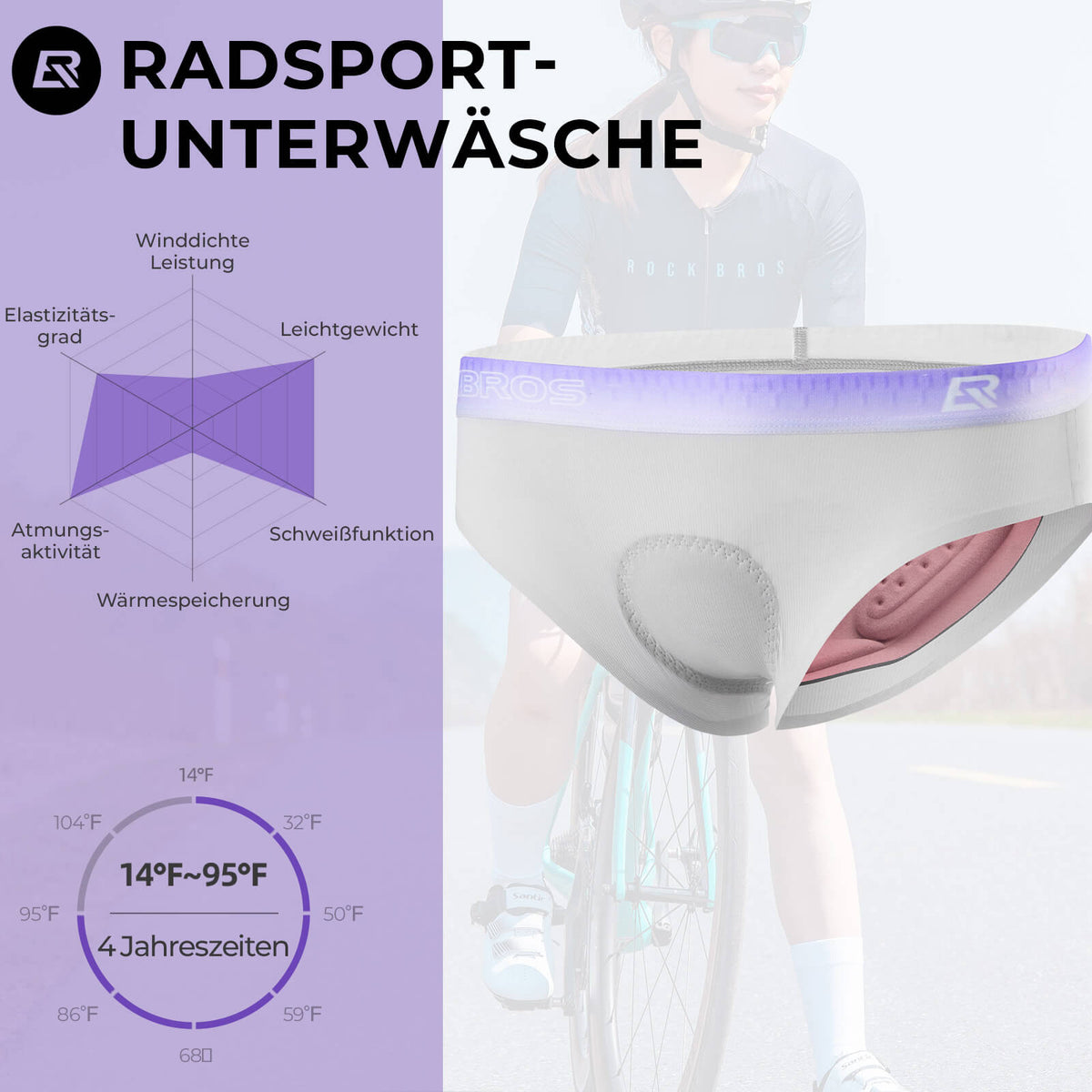 ROCKBROS Damskie spodenki rowerowe oddychające 4D termoaktywne z wkładką elastyczne
