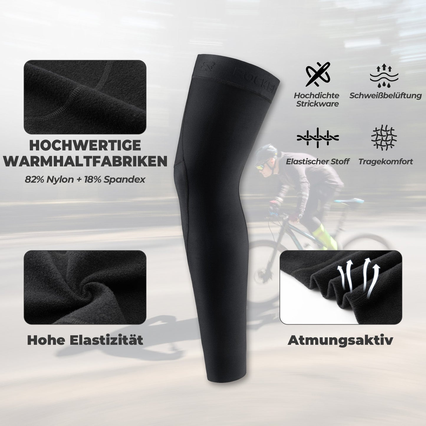 Ocieplacze na nogi do jazdy na rowerze, antypoślizgowe zimowe nakolanniki dla mężczyzn i kobiet, ROCKBROS