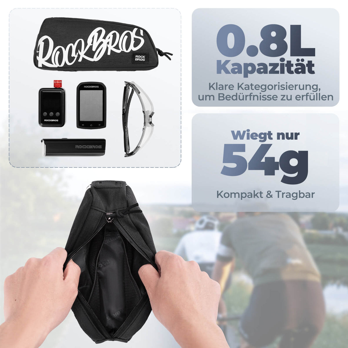 ROCKBROS Sakwa na rurę górną Sakwa ramowa 0,8L - SketchRide Series