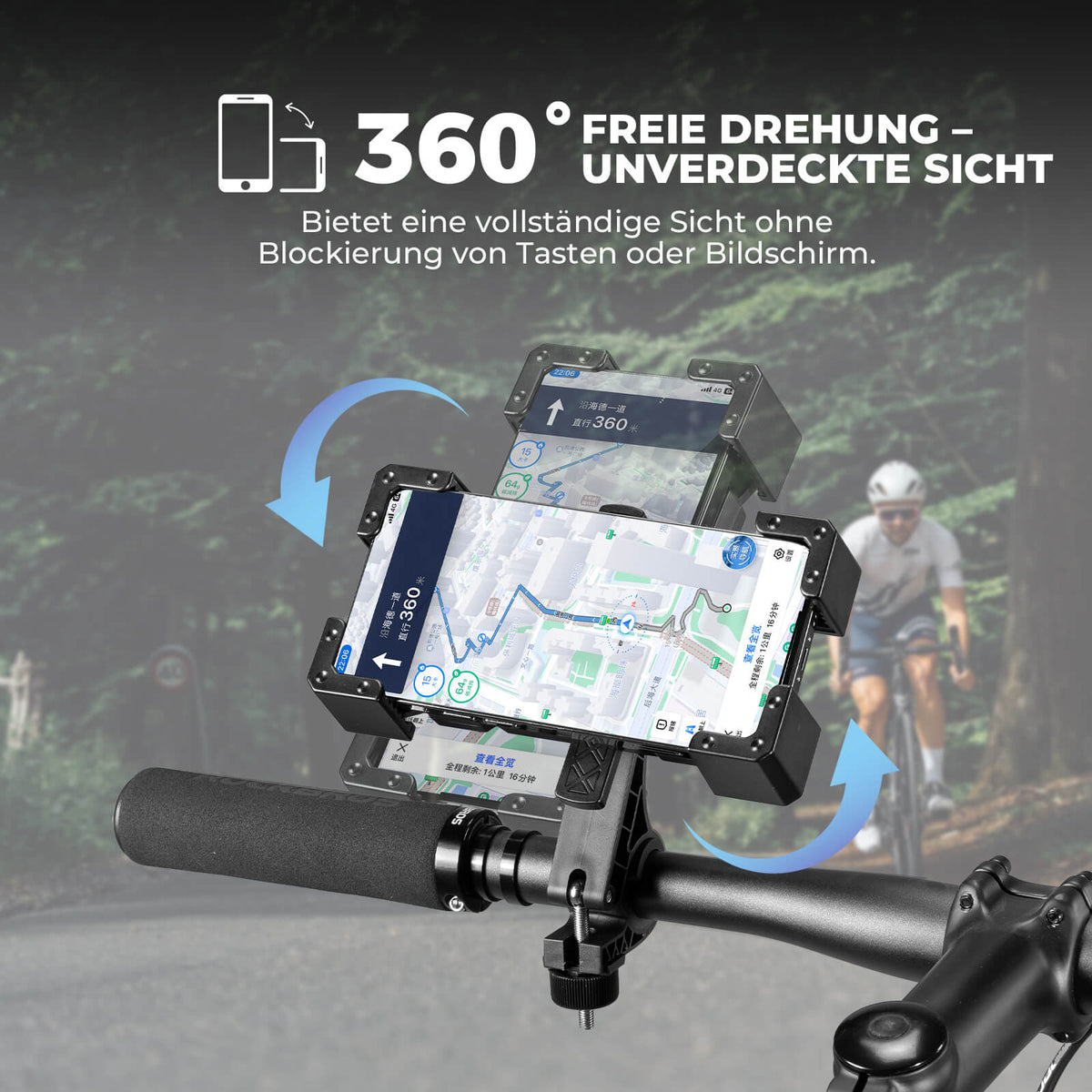 ROCKBROS Uchwyt na telefon rowerowy 360° Obracany dla telefonu 4.5~7.2"