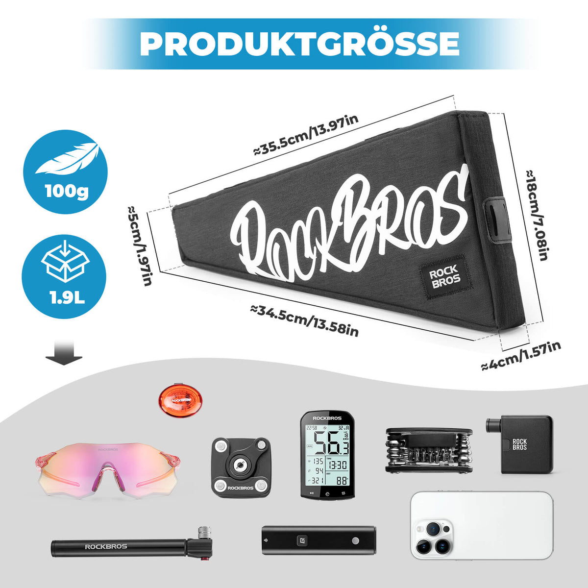 ROCKBROS Torba ramowa z zamkiem na rzep 1,9L - SketchRide Series