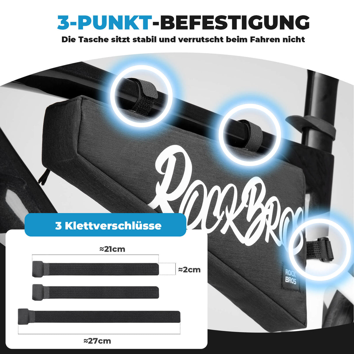 ROCKBROS Torba ramowa z zamkiem na rzep 1,9L - SketchRide Series