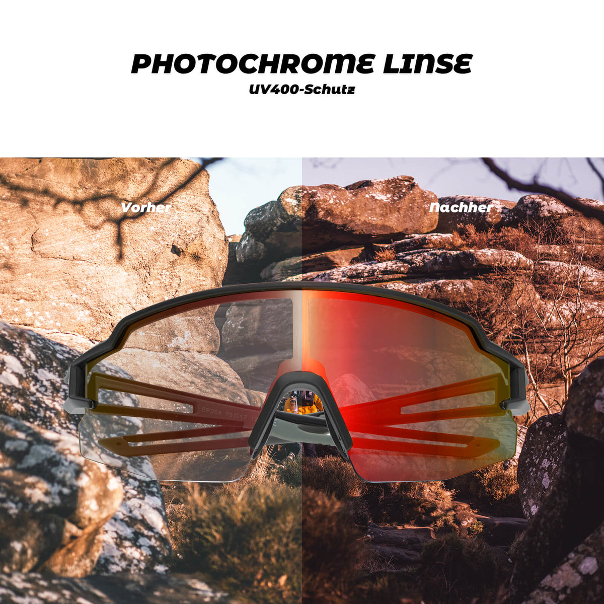 ROCKBROS Okulary rowerowe fotochromowe Okulary przeciwsłoneczne UV400