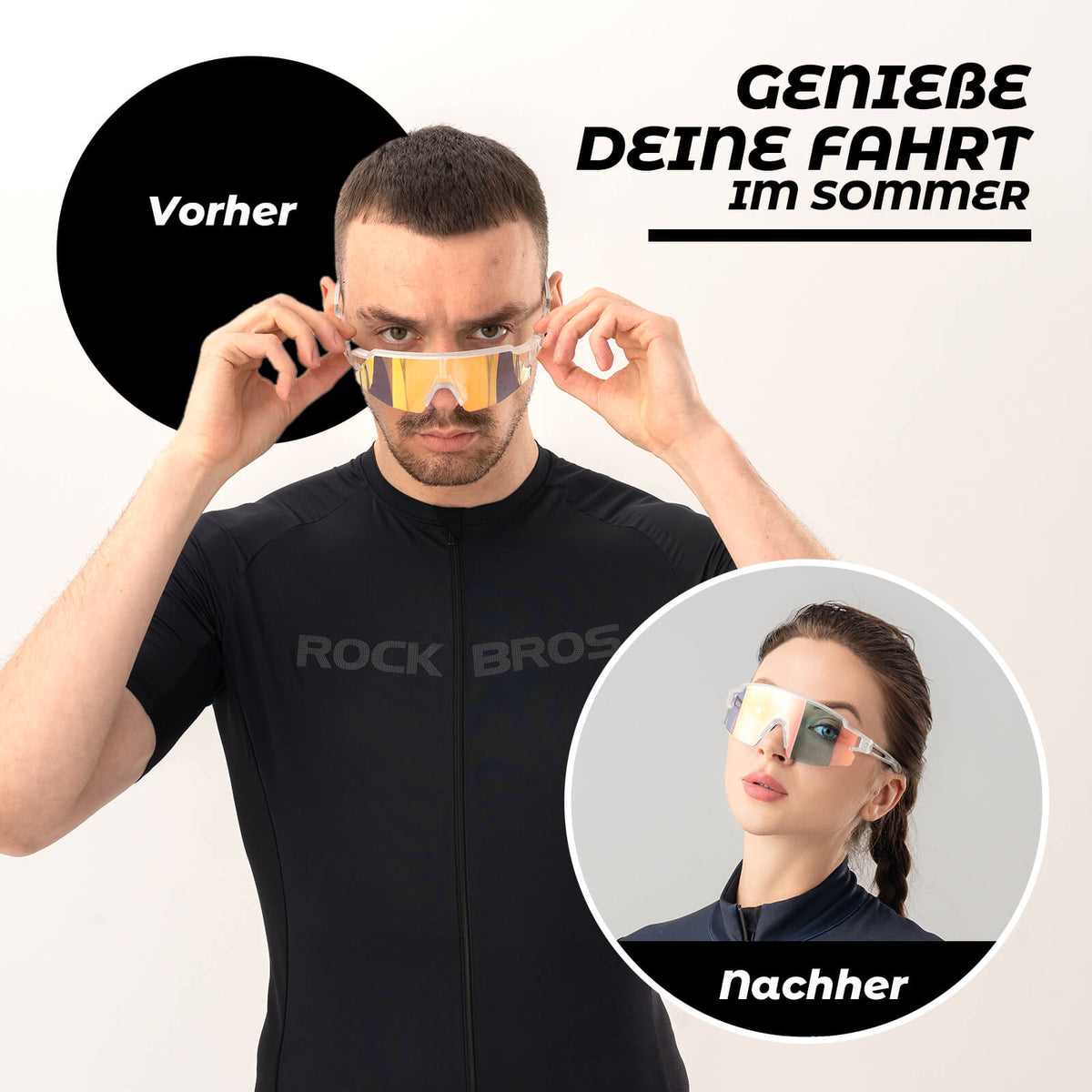 ROCKBROS Okulary rowerowe fotochromowe Okulary przeciwsłoneczne UV400