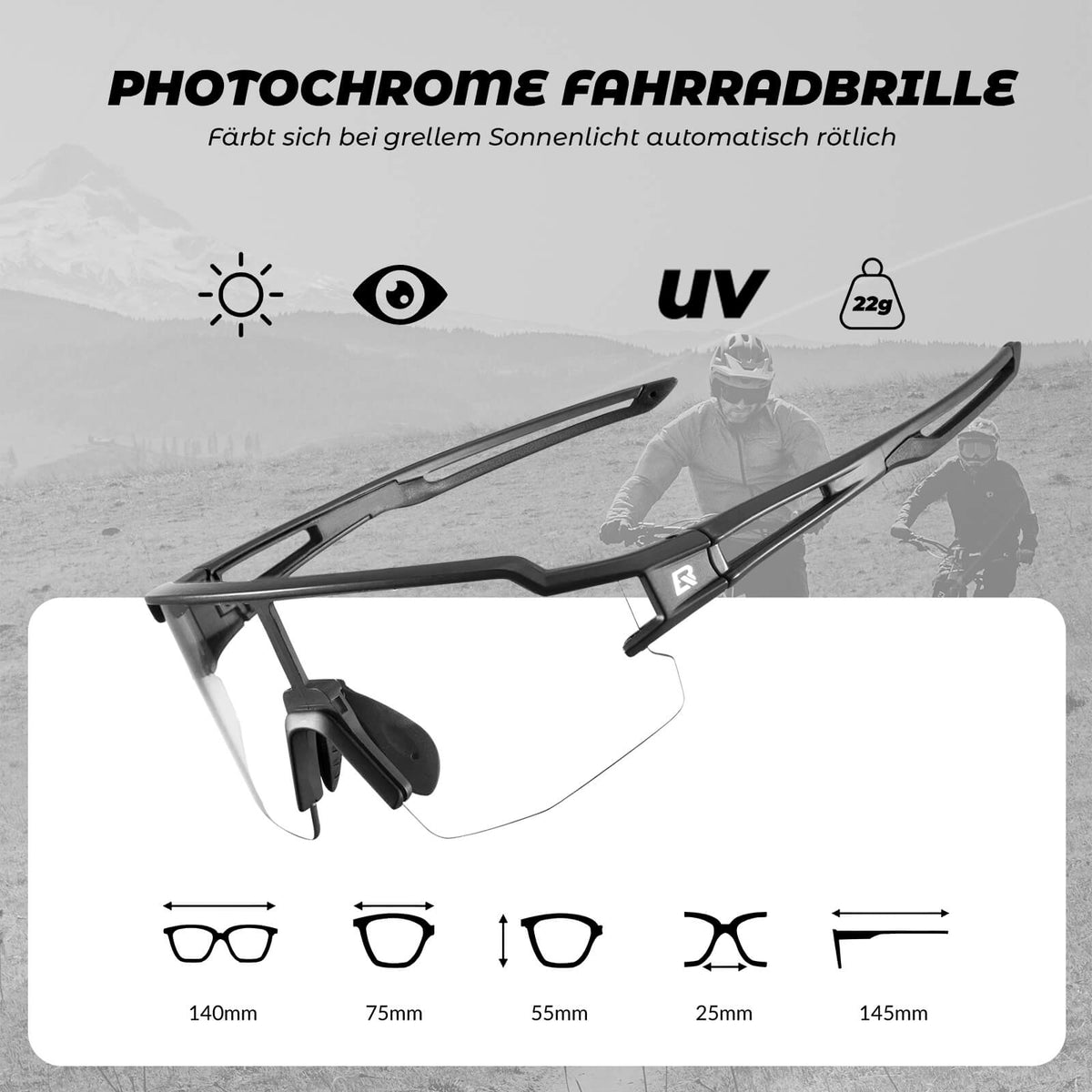 ROCKBROS Okulary rowerowe fotochromowe Okulary przeciwsłoneczne UV400
