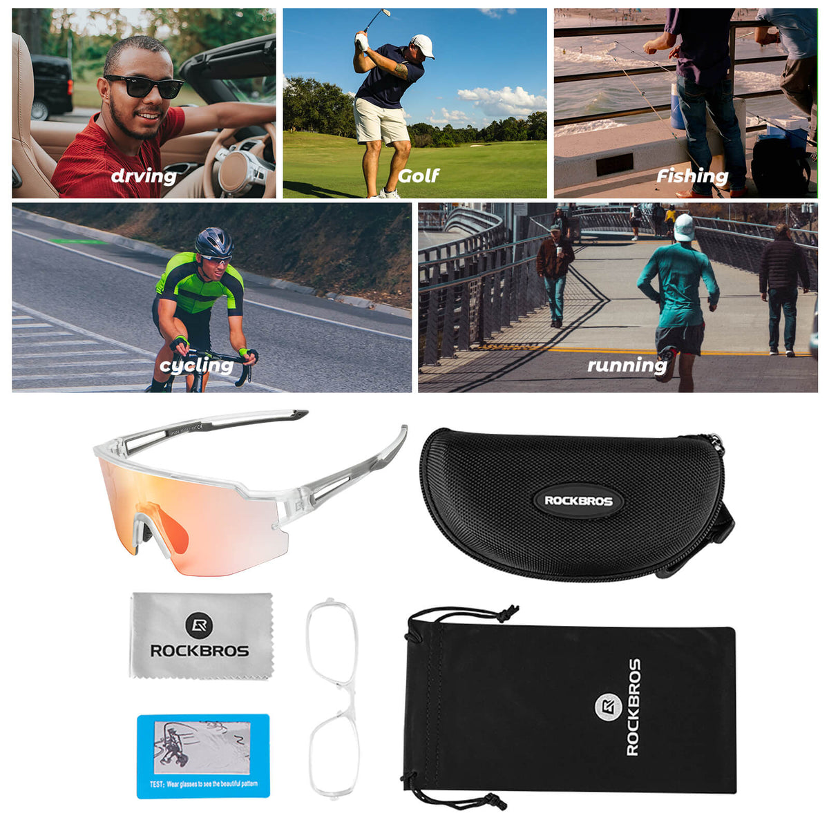 ROCKBROS Okulary rowerowe fotochromowe Okulary przeciwsłoneczne UV400