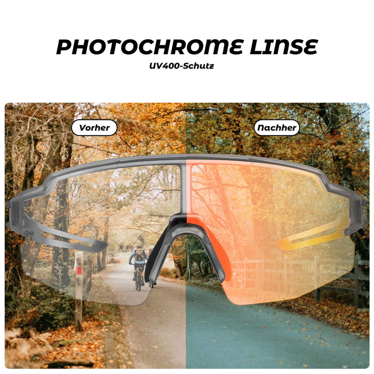 ROCKBROS Okulary rowerowe fotochromowe Okulary przeciwsłoneczne UV400