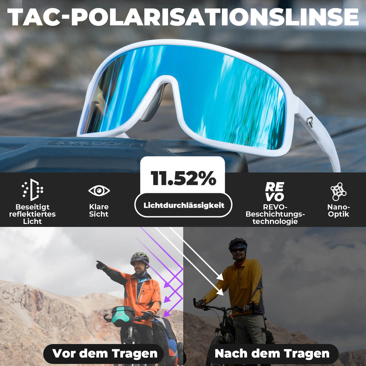 ROCKBROS Okulary przeciwsłoneczne Samoprzyciemniające się Ochrona UV400
