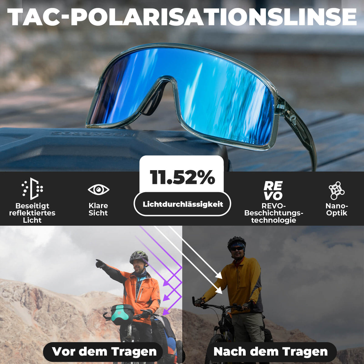 ROCKBROS Okulary przeciwsłoneczne Samoprzyciemniające się Ochrona UV400