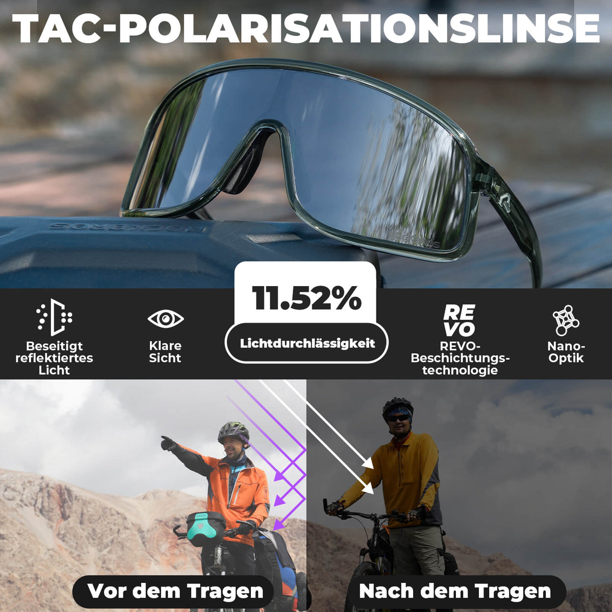 ROCKBROS Okulary przeciwsłoneczne Samoprzyciemniające się Ochrona UV400