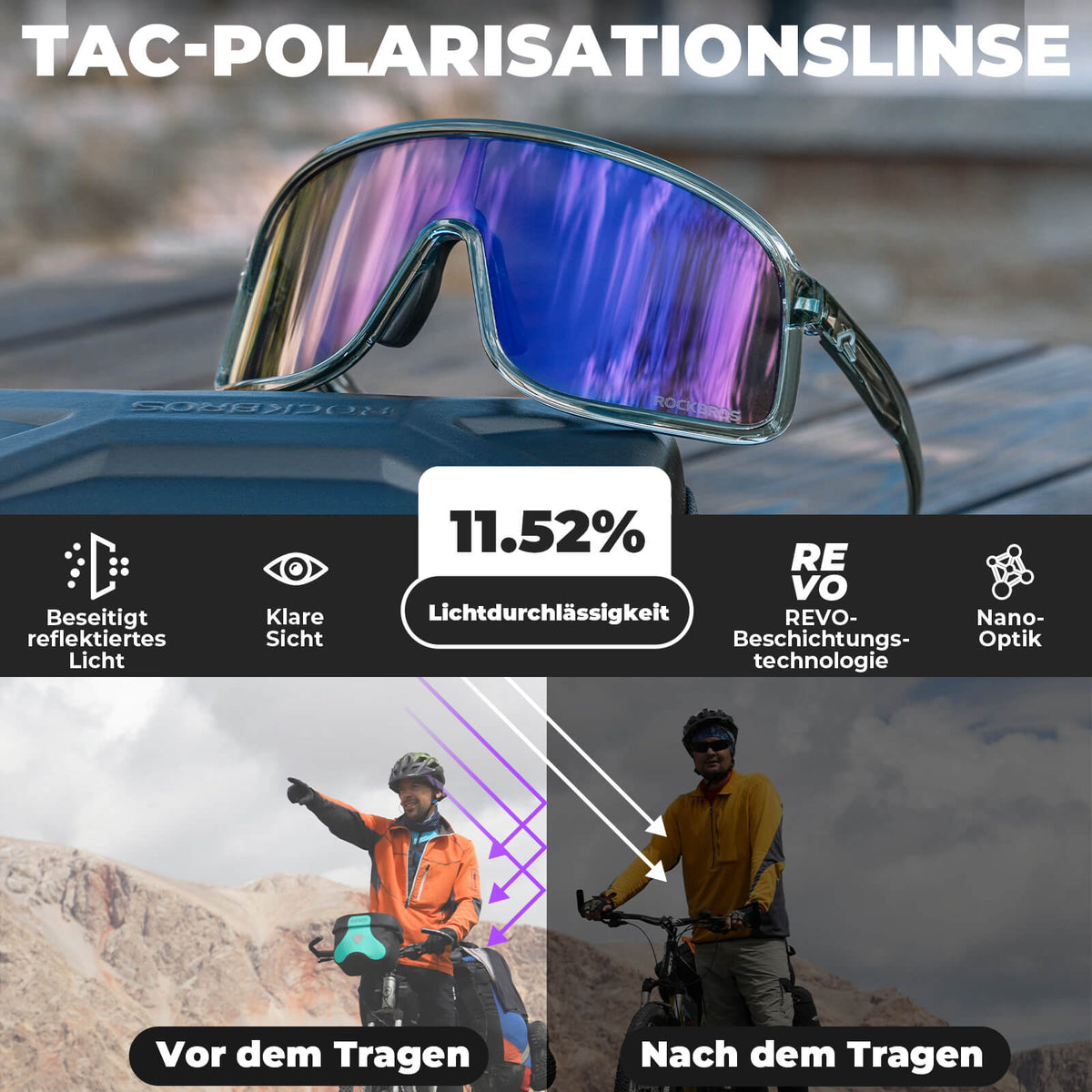 ROCKBROS Okulary przeciwsłoneczne Samoprzyciemniające się Ochrona UV400